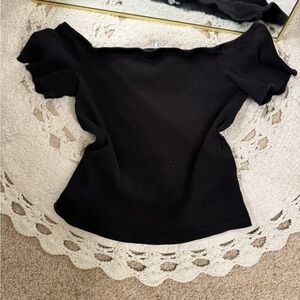 H&M Black Ruffled Off-Shoulder Top